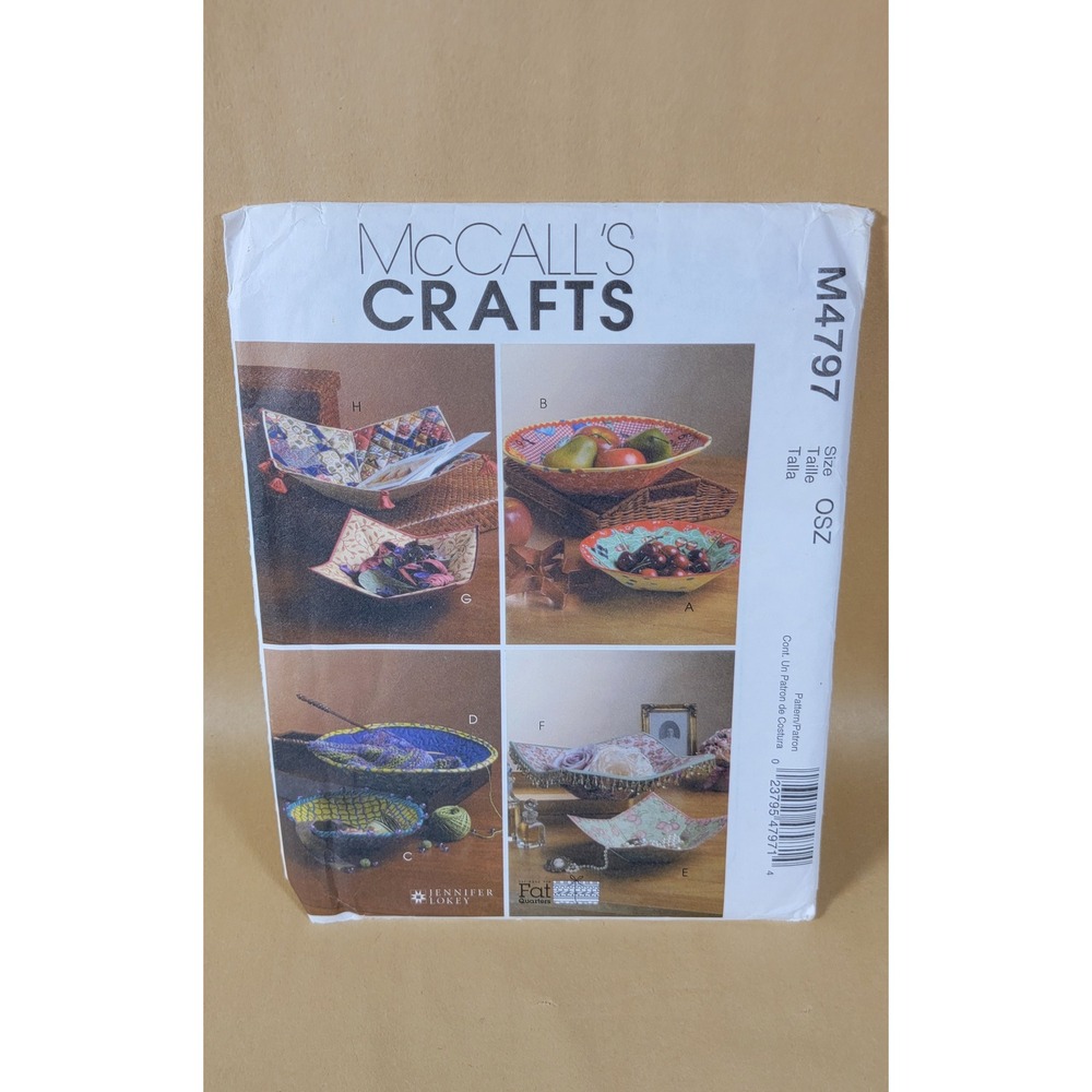 McCalls Crafts M4797 Fabric Bowls Sewing Pattern Jennifer Lokey Fat Quarters